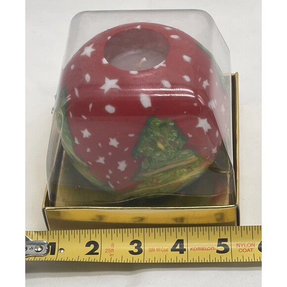 Vintage Holiday Handcrafted Red Green Christmas Tree Wax Candle 4” New - Picture 8 of 9